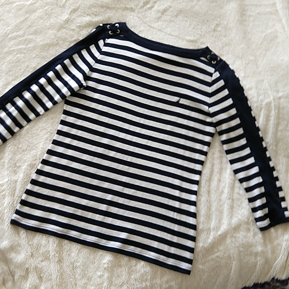 Navy & White stripe tee